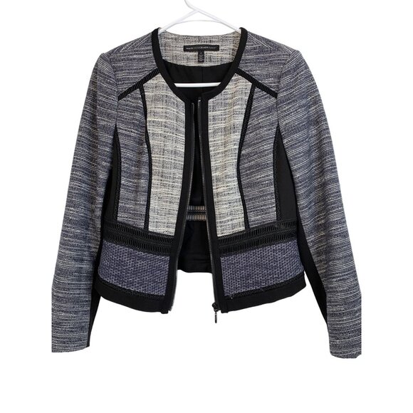 WHBM Multi Tweed Momento Jacket Blazer Zip Size 4 Washable Contrast Crop 6940 - Picture 7 of 11